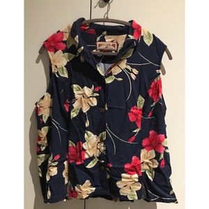 Vintage Hawaiian Print Sleeveless Top
